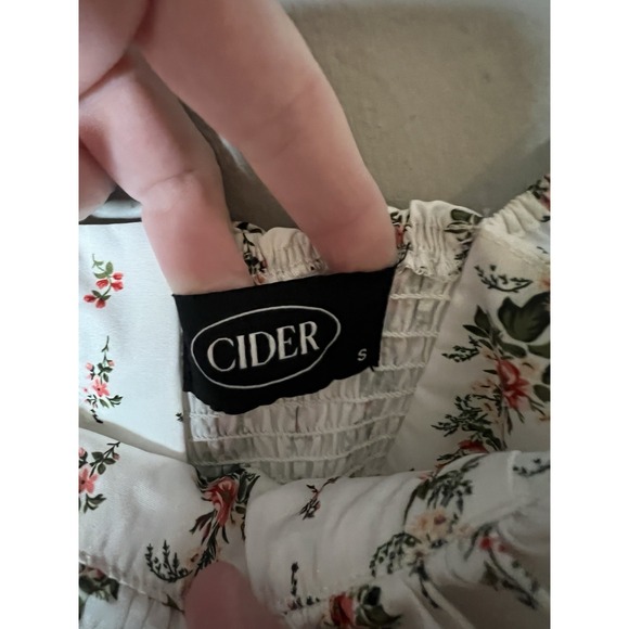 White Floral Smocked Midi Dress Cottagecore Prairie Women's Size S - Picture 6 of 6